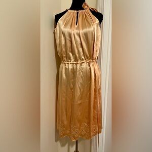 BCBG Silk Peach Lace Trim Vintage Dress